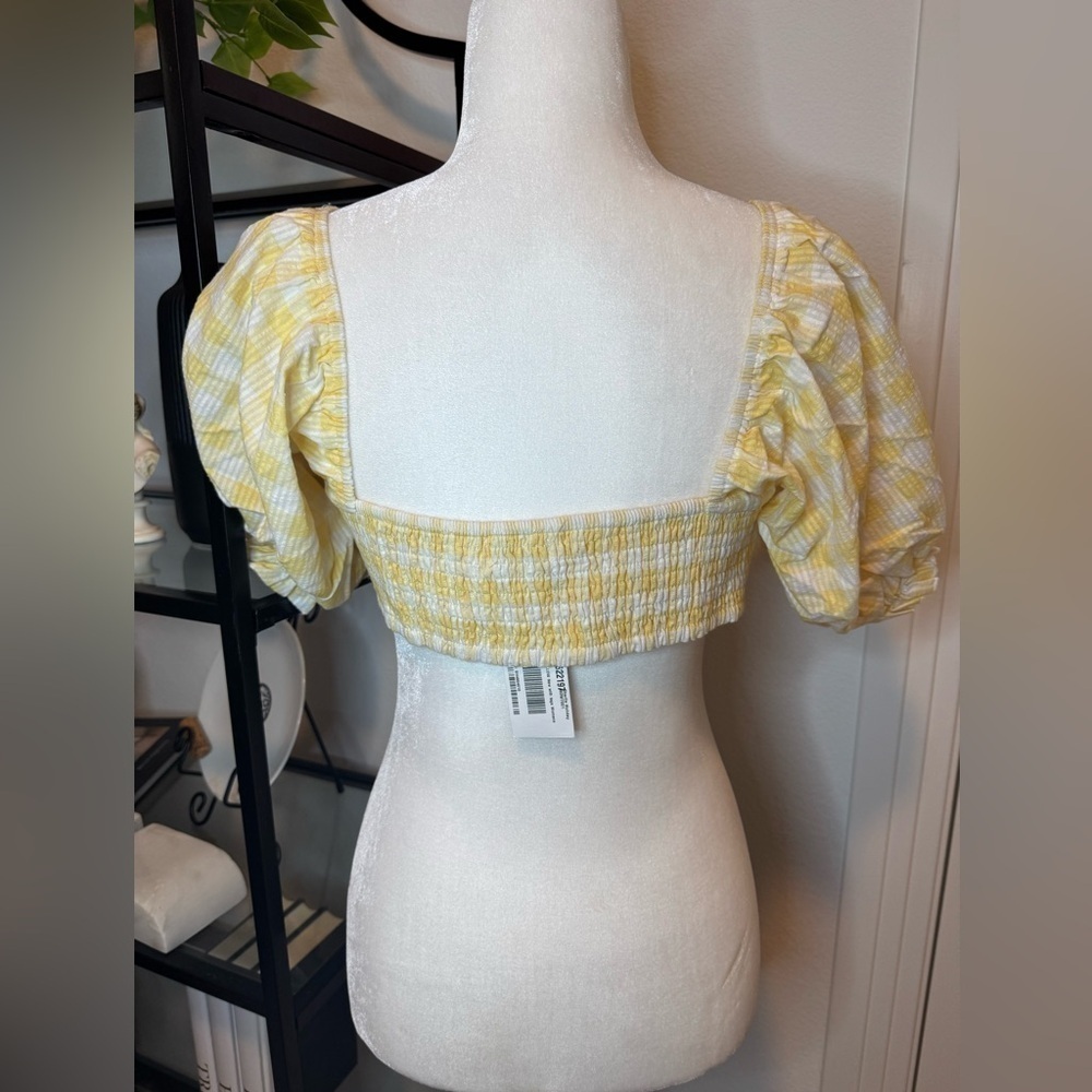 NWT Charlie Holiday Womens Ivy Cotton Knot Front Bra-Top Yellow Size L - Picture 7 of 11